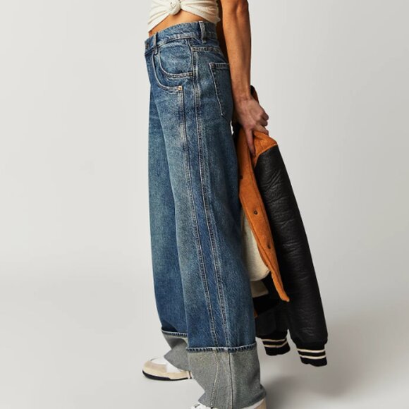 new Free People We The Free Final Countdown Cuffed Low-Rise Jeans ZERO 254 6M3T - Picture 11 of 15